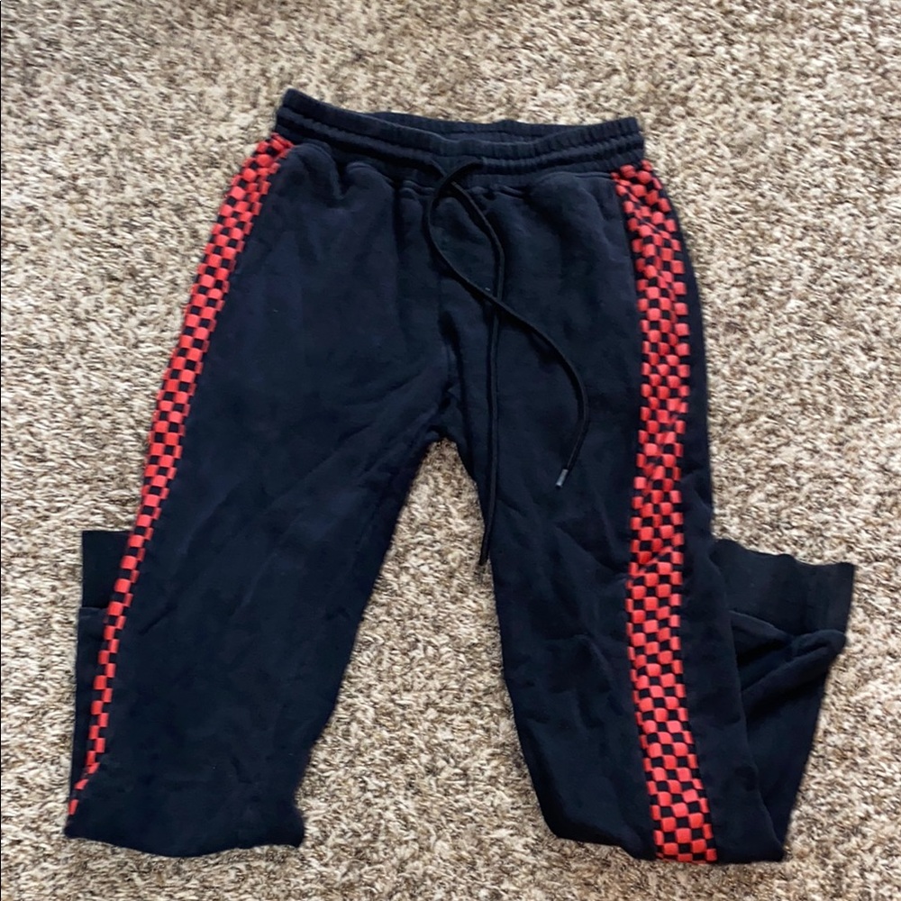 Danielle Guizio Black and Red Checkered Sweatpants